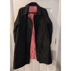 London Fog Vintage Women's Black And Pink Reversible Rain Coat Medium